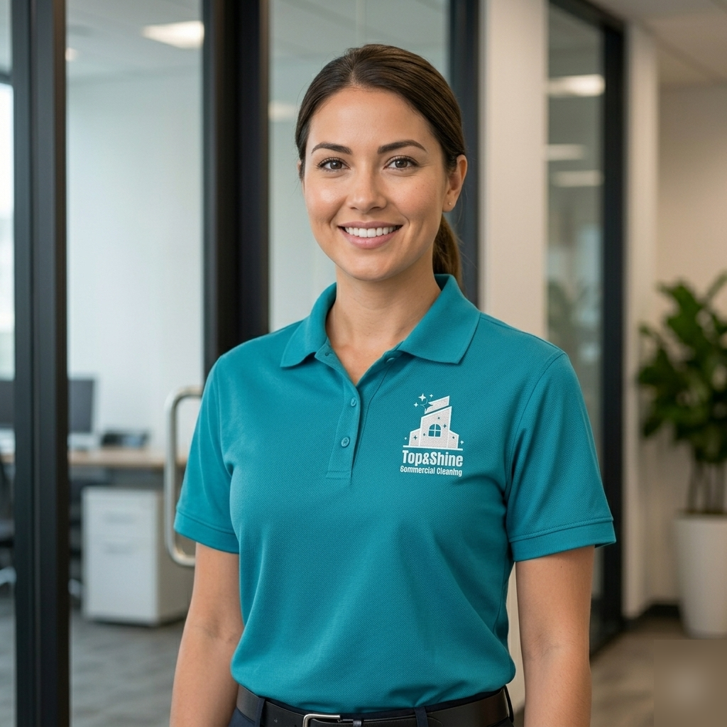 Top & Shine commercial cleaning team in a corporate office